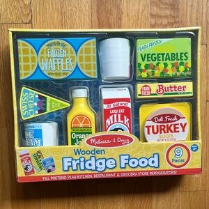 Melissa & Doug Wooden Fridge Food Set - Yellow, Red, Blue
